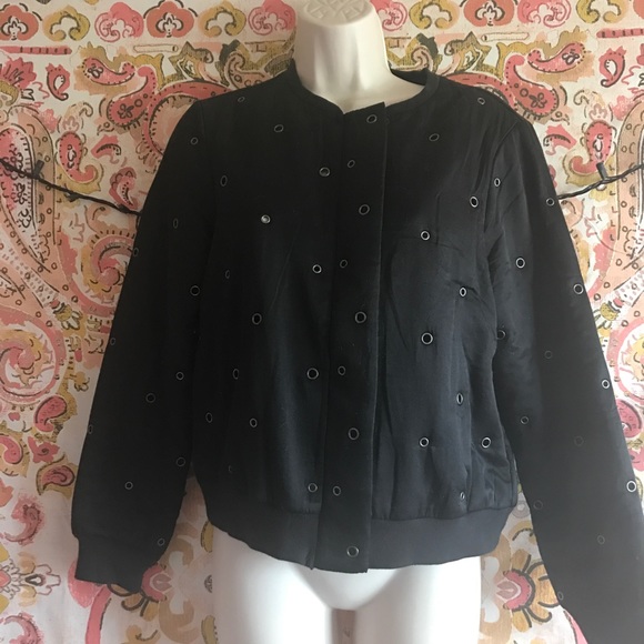 Velvet by Grahm and Spencer Grommet Bomber Jacket - Picture 3 of 7